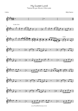 Billy Preston My Sweet Lord score for Violin
