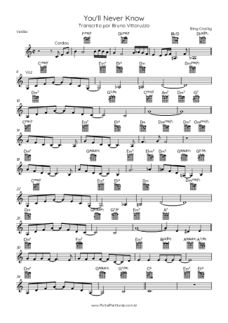 Bing Crosby  score for Acoustic Guitar