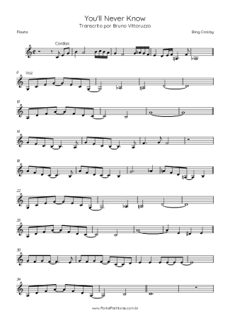 Bing Crosby You´ll Never Know score for Flute
