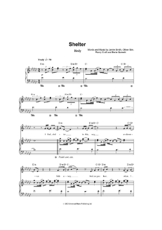 Birdy  score for Piano