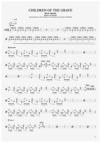 Black Sabbath Children Of The Grave score for Drums