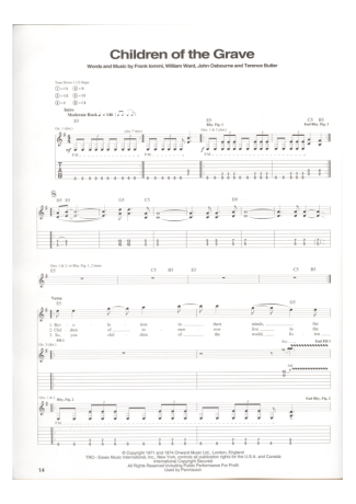 Black Sabbath Children Of The Grave score for Guitar