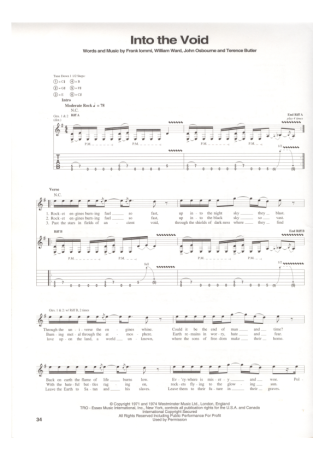 Black Sabbath  score for Guitar