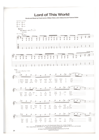 Black Sabbath Lord Of This World score for Guitar