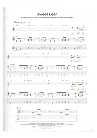 Black Sabbath  score for Guitar