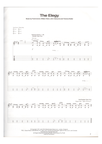 Black Sabbath  score for Guitar