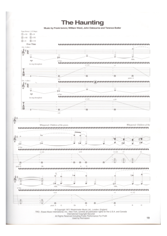 Black Sabbath  score for Guitar