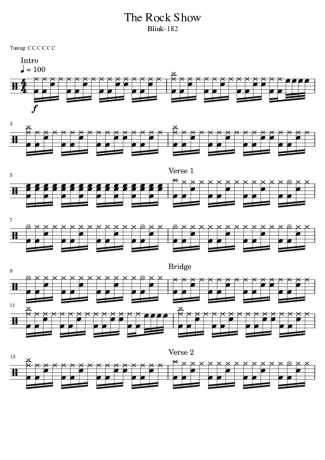 Blink 182 182 - The Rock Show score for Drums