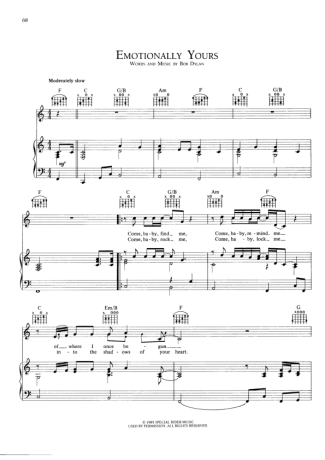 Bob Dylan Emotionally Yours score for Piano