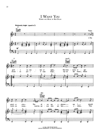 Bob Dylan  score for Piano