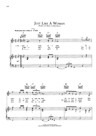 Bob Dylan Just Like A Woman score for Piano