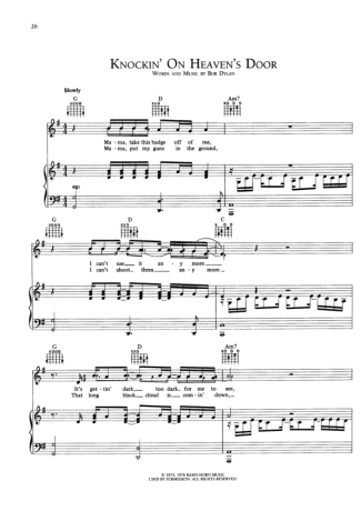 Bob Dylan  score for Piano