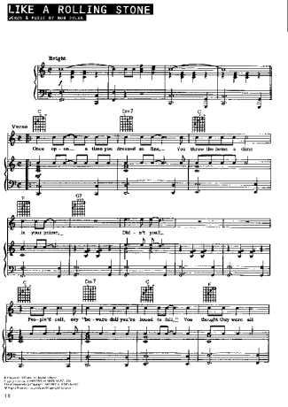 Bob Dylan  score for Piano