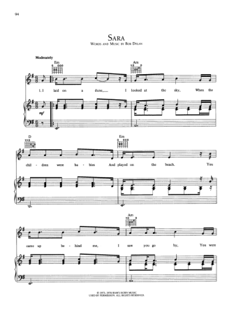 Bob Dylan  score for Piano