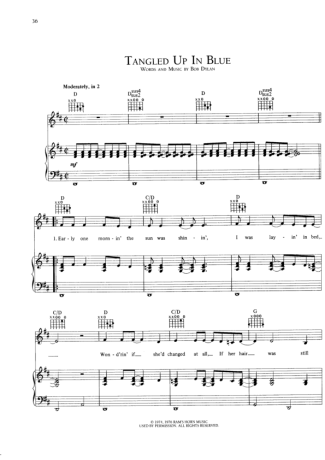 Bob Dylan  score for Piano