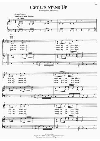 Bob Marley Get Up Stand Up score for Piano