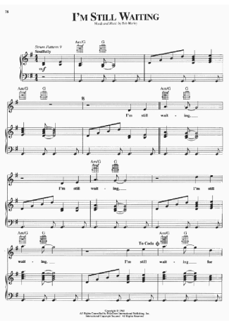 Bob Marley  score for Piano