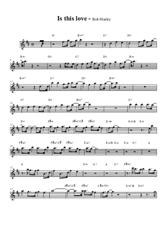 Bob Marley Is This Love score for Clarinet (Bb)