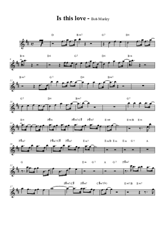 Bob Marley  score for Clarinet (Bb)