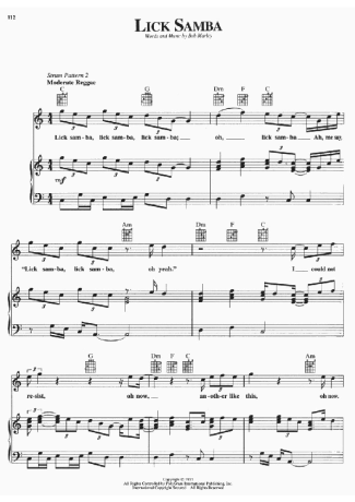 Bob Marley  score for Piano