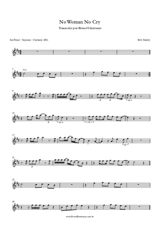Bob Marley No Woman No Cry score for Tenor Saxophone Soprano (Bb)