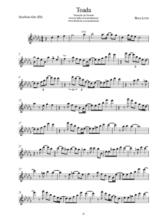 Boca Livre Toada score for Alto Saxophone