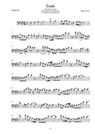 Boca Livre Toada score for Cello