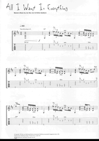Bon Jovi  score for Guitar