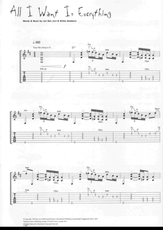 Bon Jovi  score for Guitar