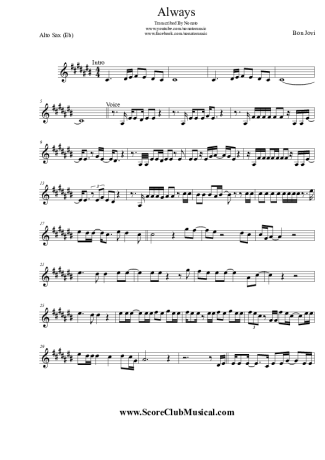 Bon Jovi  score for Alto Saxophone