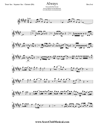 Bon Jovi  score for Clarinet (Bb)