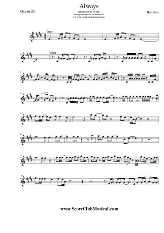 Bon Jovi  score for Clarinet (C)