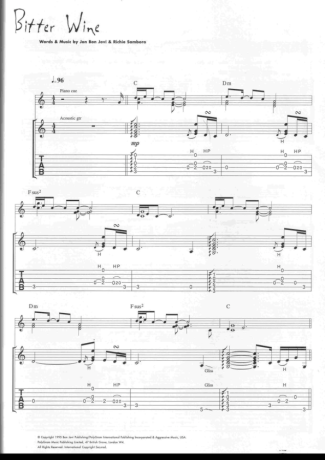 Bon Jovi  score for Guitar