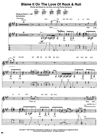 Bon Jovi  score for Guitar