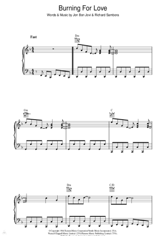 Bon Jovi Burning For Love score for Piano