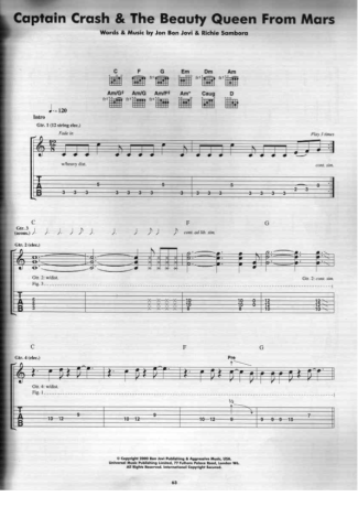 Bon Jovi  score for Guitar