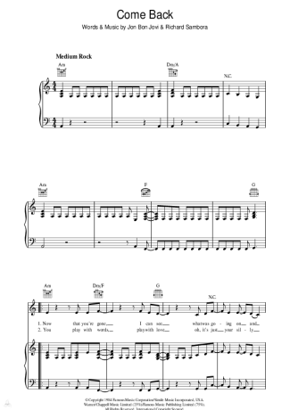 Bon Jovi  score for Piano