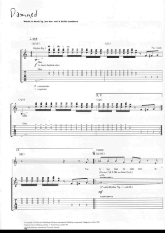 Bon Jovi Damned score for Guitar