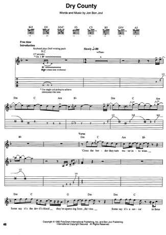 Bon Jovi  score for Guitar