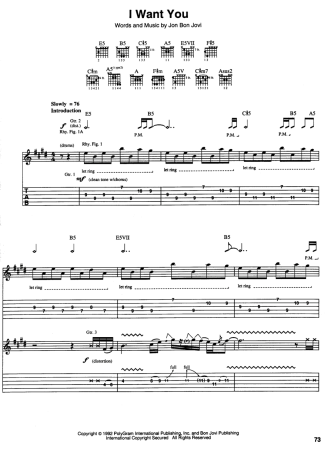 Bon Jovi  score for Guitar