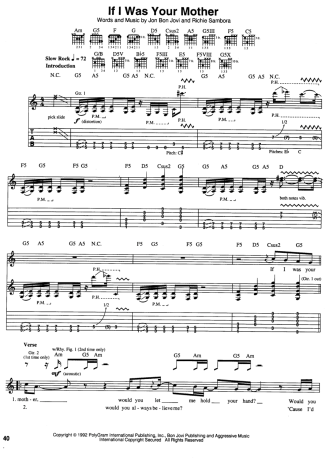 Bon Jovi  score for Guitar