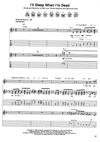 Bon Jovi  score for Guitar