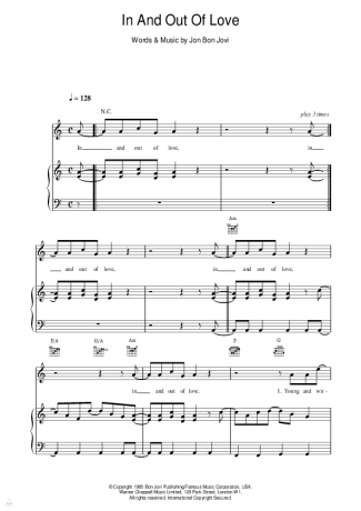 Bon Jovi In And Out Of Love score for Piano