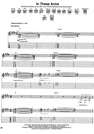 Bon Jovi  score for Guitar