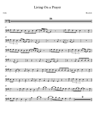 Bon Jovi Livin´ On A Prayer score for Cello