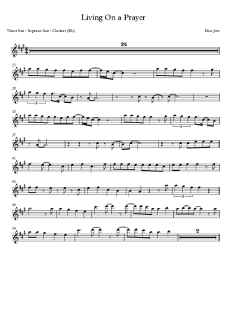 Bon Jovi Livin´ On A Prayer score for Clarinet (Bb)