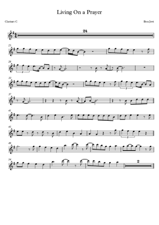 Bon Jovi Livin´ On A Prayer score for Clarinet (C)