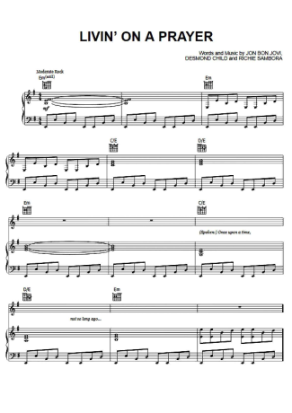 Bon Jovi Livin´ On A Prayer score for Piano