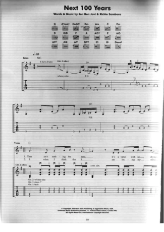 Bon Jovi  score for Guitar