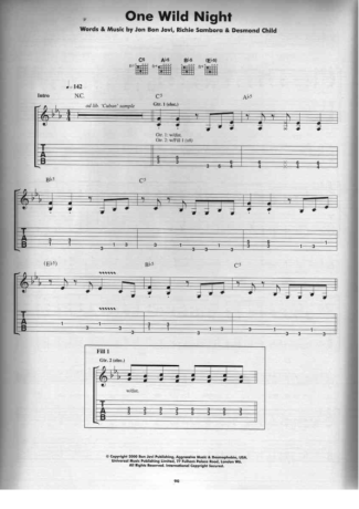 Bon Jovi  score for Guitar